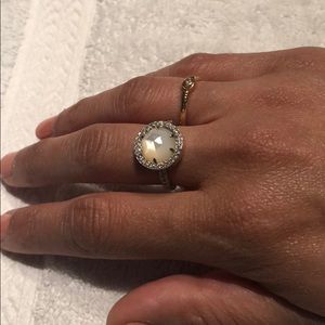 Henri Bendel silver with white stone ring